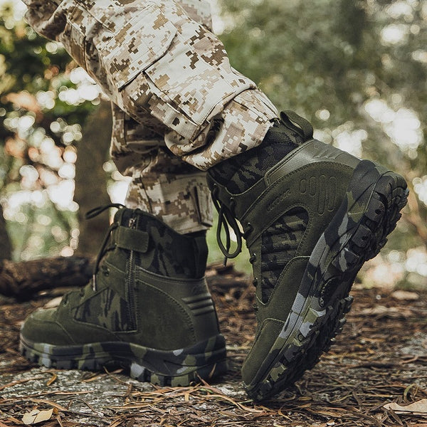 2021 Military Ankle Boots Men Outdoor Leather Tactical Combat Men Boots Army Hunting Work Boots Men Shoes Fashion Men Sneakers